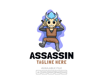 Cartoon Assassin cute logo character illustration