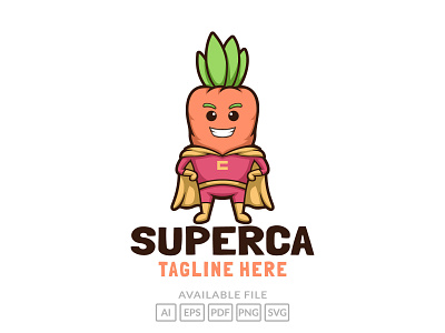 cartoon super hero carrot logo character design branding carrot cartoon character cute design hero heroes illustration logo mascot vector