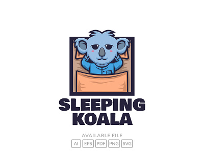 cartoon sleeping Koala logo design character animal branding cartoon character cute design illustration koala logo mascot sleeping