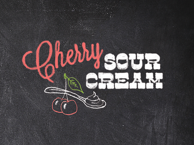 Cherry Sour Cream chalk drawn flavors fruit hand lettering retro typography