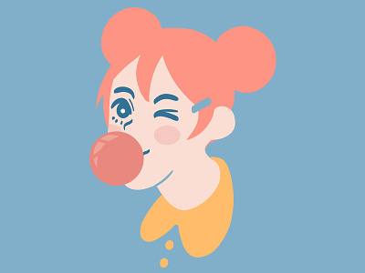 girl bubblegum design flat girl illustration minimal ui vector