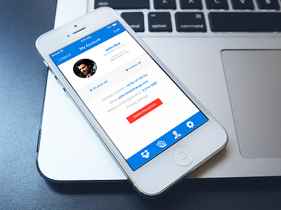 Dropbox App Profile Page app apple blue dropbox flat ios7 iphone profile redesign