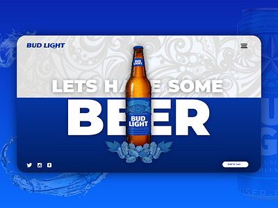 Bud Light | Landing Page adobe xd beer beer label blue branding bud budlight dailyui design illustration logo ui vector webdesig website