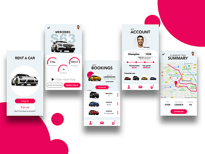 Rent a Car App app app design car pinky renting uidesign