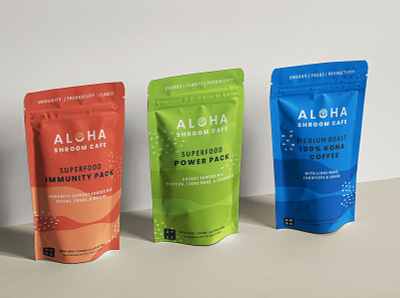 Aloha Shroom Cafe branding and packaging branding coffee design logo packaging tea