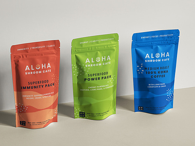 Aloha Shroom Cafe branding and packaging