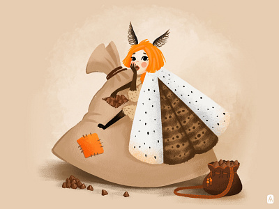 Moth character characterdesign cute girl illustration illustration art illustrations