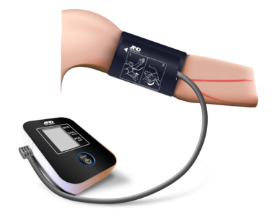 blood pressure pump and cuff illustration medical