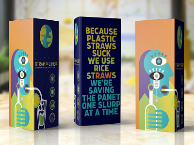 Straw the Line branding ecology illustration logo design package design