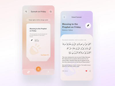 Sunnah Friday App with Glassmorphism app design glassmorphism illustration mockup ui