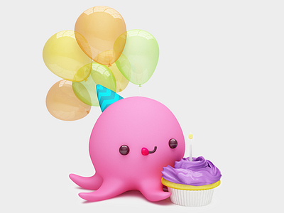 Octopus 3d birthday cake character octopus