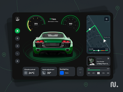 Electric Car Dashboard control dashboard electric car gps map navigation traffic uxui web design web interface