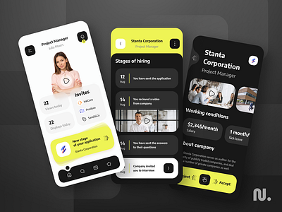 Recruitment App android apply find job green hiring interface ios job mobile design recruitment app seeking job uxui video