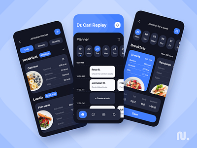 Application for Dietitians app calendar calories dashboard design diet doctor health app ios medicine patient planner schedule uxui