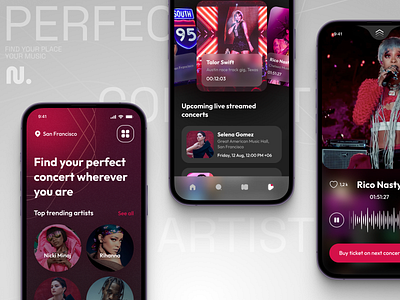 Concert Search App app concert design interface ios mobile live stream music music stream musicians search user interface uxui