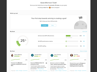 New landing page! dashboard goals product ui ux
