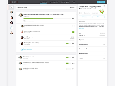 New goals interface dashboard goals list navigation nesting okr panel product progress table ui ux