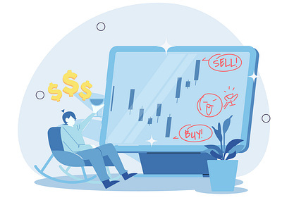 People who buy and sell shares online. Flat Illustration online