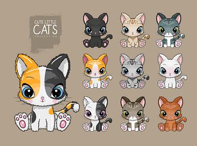 Hand Drawn Cat Clipart Bundle bundle cat clipart cute cute animal design illustration nursery