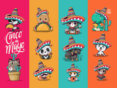 Animals Celebrating Cinco De Mayo bundle cinco de mayo clipart cute cute animal design event holiday illustration mexico nursery tacos