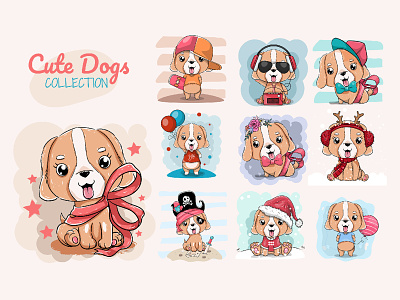 Hand Drawn Dog Clipart Bundle bundle clipart cute cute animal design dog illustration nursery