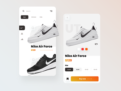 Sneakers shop UI/UX app commerce design digital ecommerce flat interface minimal sneakers typography ui uiux ux web
