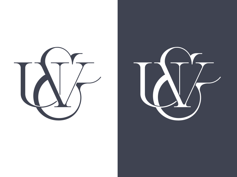 U & V logo logotype monogram type typography