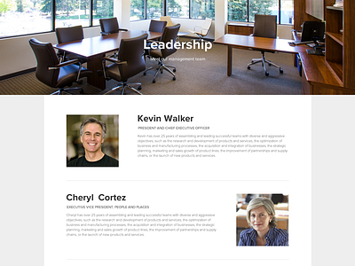 Company Leadership Page about us leadership