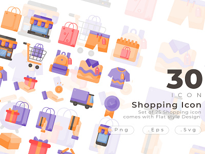 set of 30 Shopping and ecommerce icon design clock clotes color creative delivery truck ecommerce flat gift bag gift box groceries icon icon design modern price tag sale shopping shopping bag shopping cart store trolley