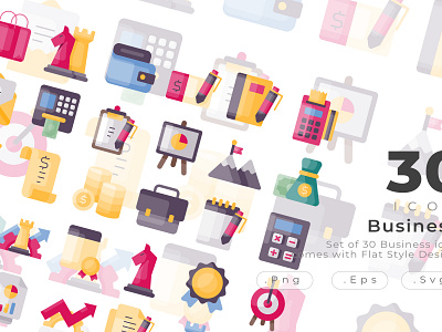 Business Icon Set Come with Flat Style Design