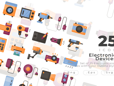 Electronic Devices Icon set come with flat style design