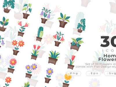 Set of Home Flower and Plant icon design