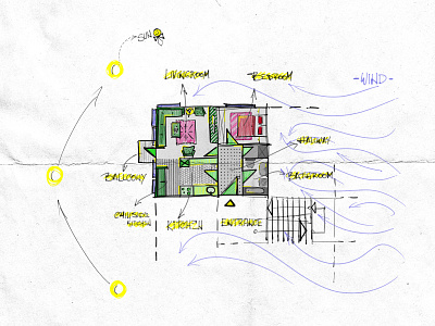 Plan 002 arch architect architecture artist building blocks color livingroom plan