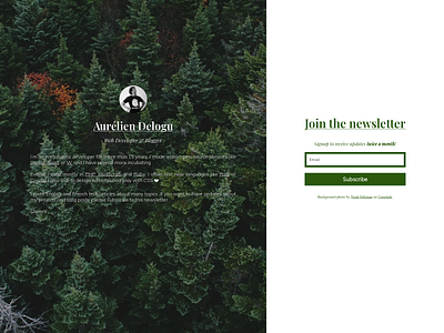 Mailing List forest green mailing list web design white