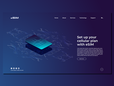 Esim Landing page adobe xd cellular esim future illustration mobile modern photoshop sim technology ui uiux ux web web design webdesign webuiuxdesign xd