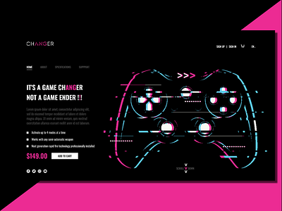 CHANGER_Landing Page Concept adobe xd changer changes dribbble game game over gamer gaming joystick photoshop play station ps4 trend uiux ux ui webdesign