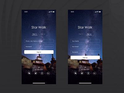 Sign in & Sign up appui ios sign in sign up sketch
