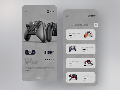 Scuf App Concept app application branding concept controller design esports gaming interface mobile ui prestige product design scuf ui ui design ux