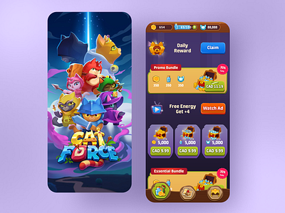 Concept Challenge Cat Force animal app application art character concept creative design game graphic design illustration interface mobile playtika ui ux