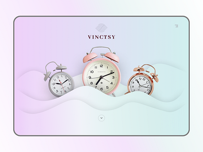 Vinctsy (Version 2) - A landing page for alarm clocks alarm clock gradient graphic design landing page paper cut pastel soft ui vintage website