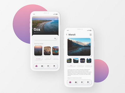 Neumorphism - Travel App UI app gradient graphic design mobile ui neon neumorphism pink purple travel trend ui ux