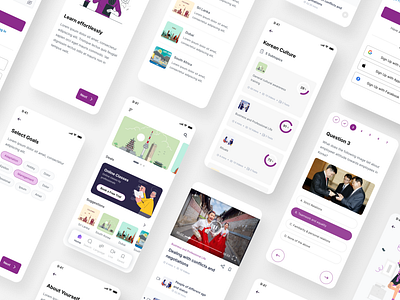 Sensei - Cross Cultural Education and Productiviry Tool cross culture flat ui learning platform mobile app mobile ui productivity tool project psychology purple ui ux ux case study