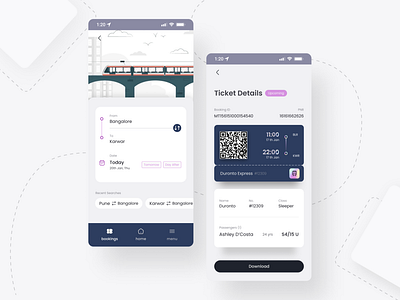Application for train ticket booking 🚂 application design blue booking gradient graphic design holographic light mobile app mobile ui purple train ticket travel ui ux