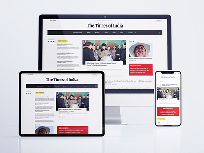Responsive Design for E-Newspaper black and white digital news mockup news news app newspaper red responsive design times of india ui ux ux case study ux project web app