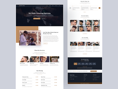 Barber shop landing page design barbershop ui barbershop visual design barbershop web barbershop web ui saloon web ui saloon website design