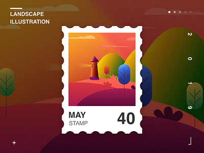 Landscape Illustration3 app app design illustration scenery stamp ui website