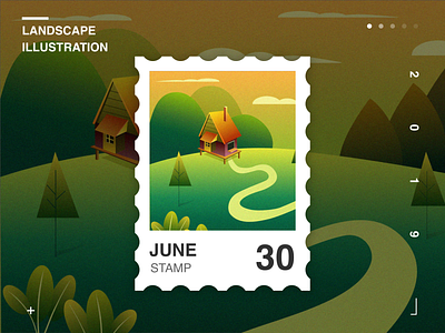 Landscape Illustration2 app design design illustration scenery stamp ui website