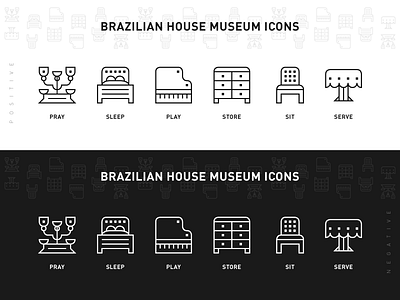 Brazilian House Museum Icons icon mcb museum pattern pray serve sit sleep store uidesign