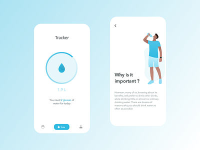 Water tracker app app drink health illustraion minimalism tracker ui design ux design water