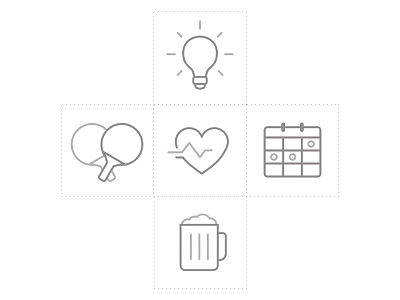 Icons - Company Perks calendar health heart icon icons lightbulb mug paddles perks